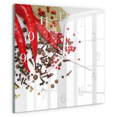 Wanduhr quadratisch Rote Paprika