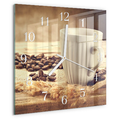 Wanduhr quadratisch Kaffee