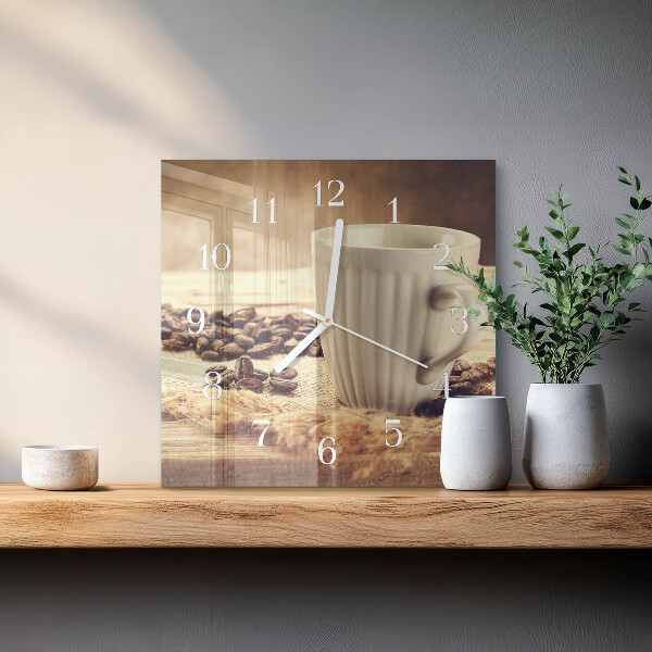 Wanduhr quadratisch Kaffee