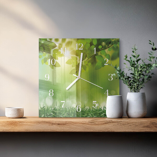 Wanduhr quadratisch Frühling