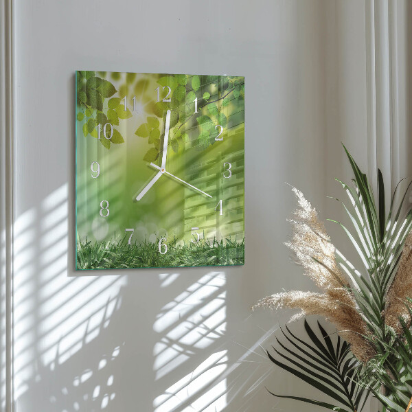 Wanduhr quadratisch Frühling