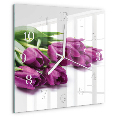 Wanduhr quadratisch Tulpen