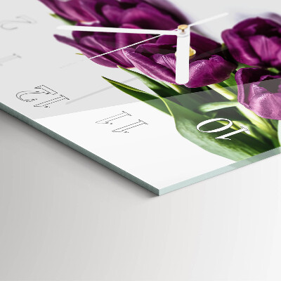 Wanduhr quadratisch Tulpen