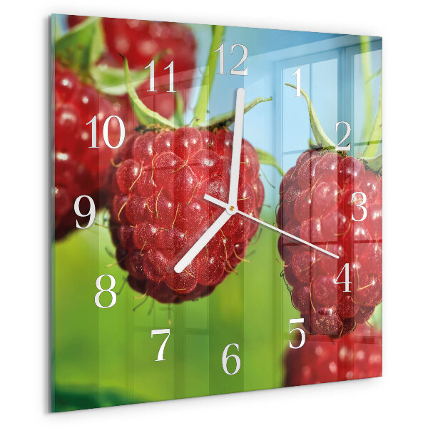 Wanduhr quadratisch Himbeeren