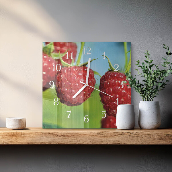 Wanduhr quadratisch Himbeeren