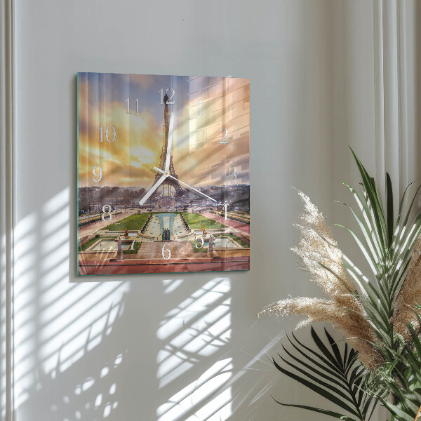 Wanduhr quadratisch Eiffelturm