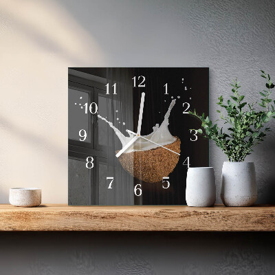 Wanduhr quadratisch Kokosnuss