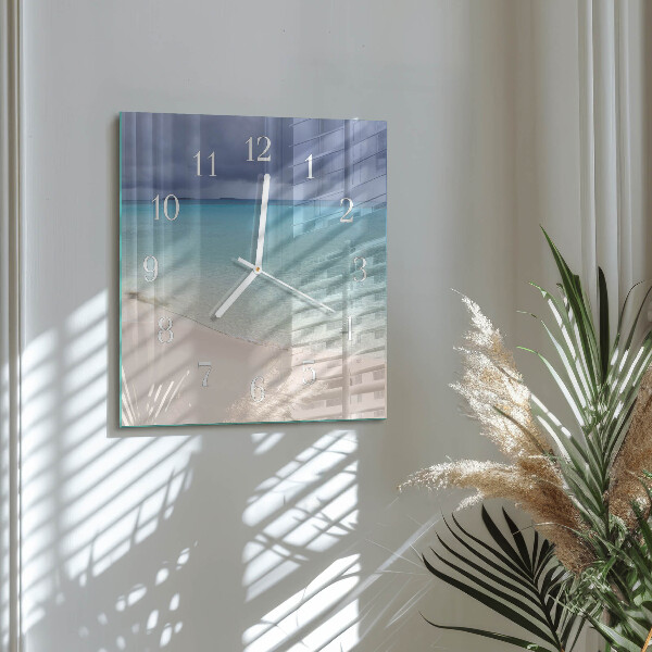 Wanduhr quadratisch Strand