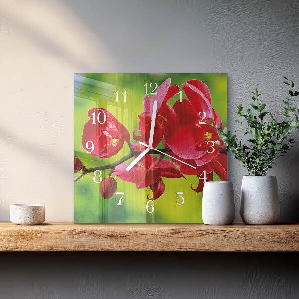 Wanduhr quadratisch Orchidee
