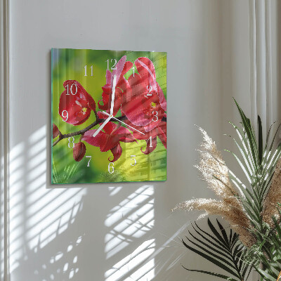 Wanduhr quadratisch Orchidee