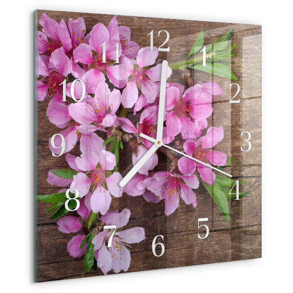 Wanduhr quadratisch Blumen