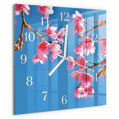Wanduhr quadratisch Blumen