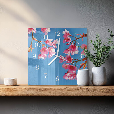Wanduhr quadratisch Blumen