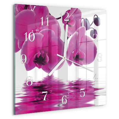 Wanduhr quadratisch Orchidee