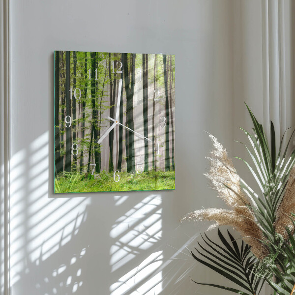 Wanduhr quadratisch Wald