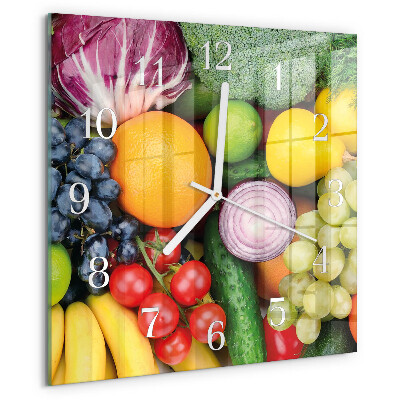 Wanduhr quadratisch Obst und Gemüse