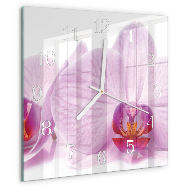 Wanduhr quadratisch Orchidee