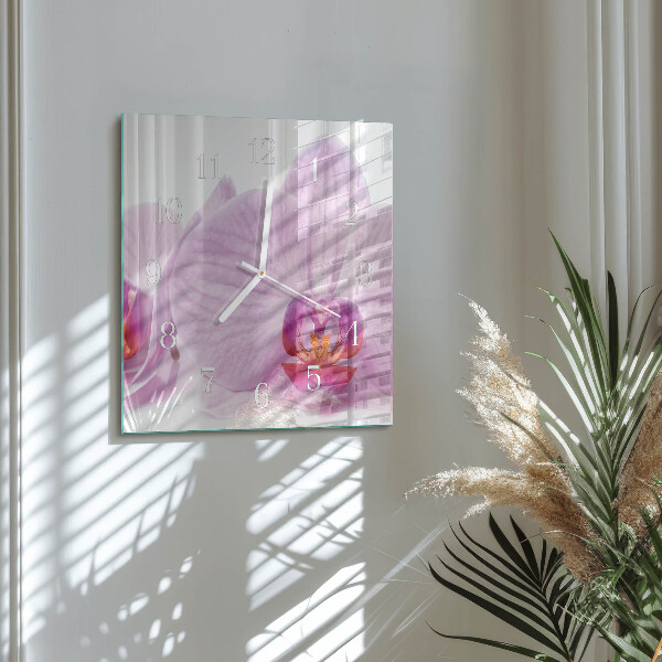 Wanduhr quadratisch Orchidee