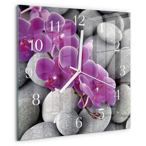 Wanduhr quadratisch Orchideensteine