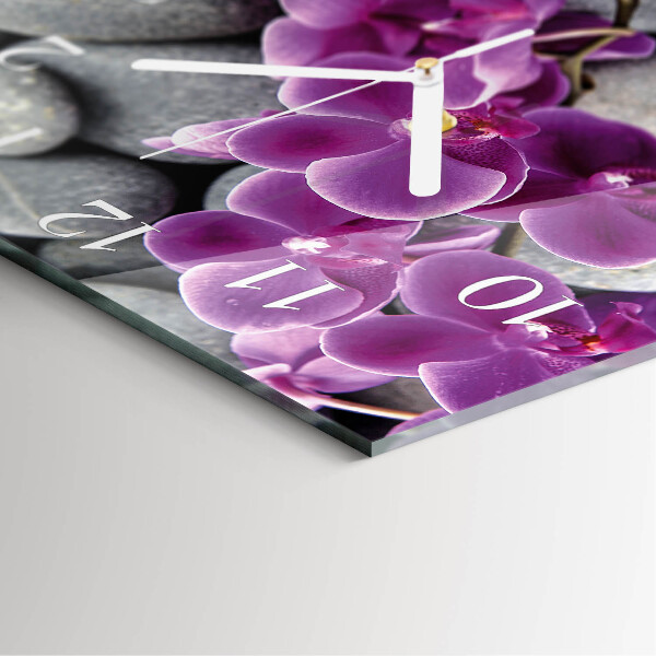 Wanduhr quadratisch Orchideensteine