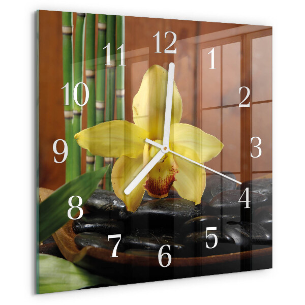 Wanduhr quadratisch Bambusorchidee