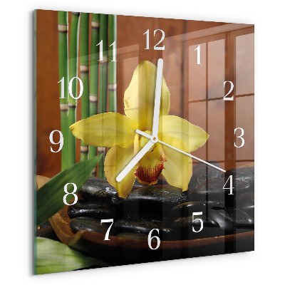 Wanduhr quadratisch Bambusorchidee