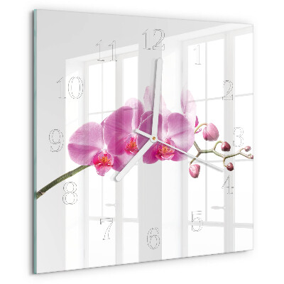 Wanduhr quadratisch Orchidee