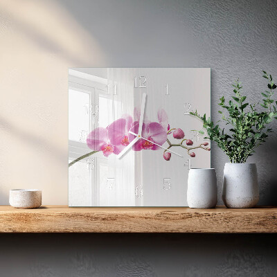 Wanduhr quadratisch Orchidee