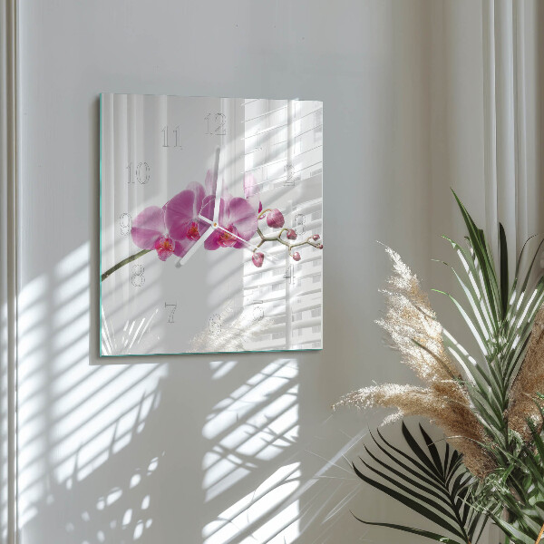 Wanduhr quadratisch Orchidee
