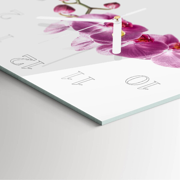 Wanduhr quadratisch Orchidee