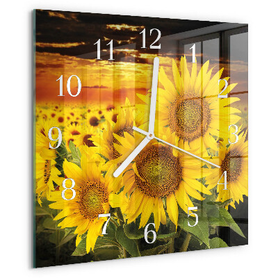 Wanduhr quadratisch Sonnenblumen