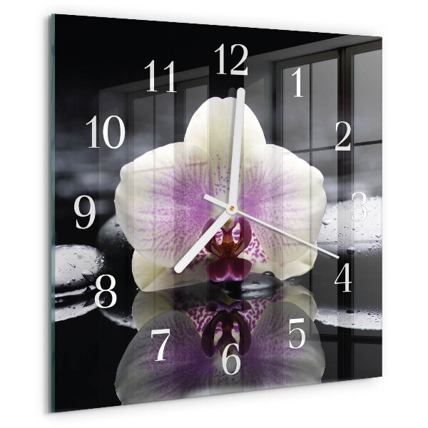 Wanduhr quadratisch Orchidee