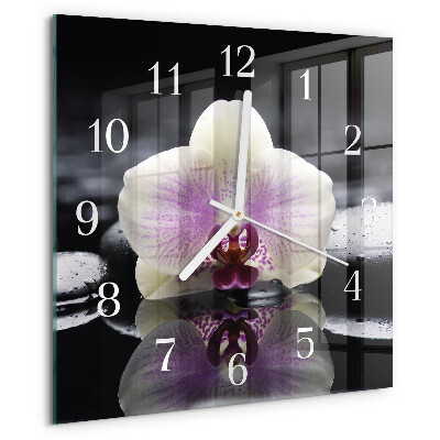 Wanduhr quadratisch Orchidee