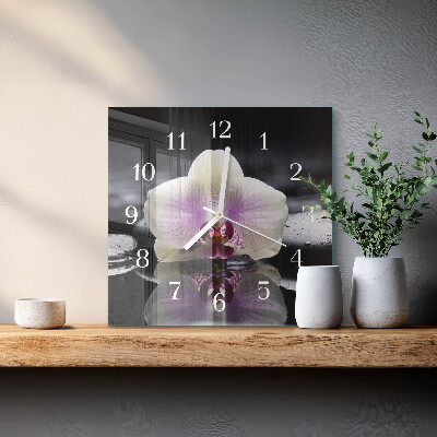 Wanduhr quadratisch Orchidee