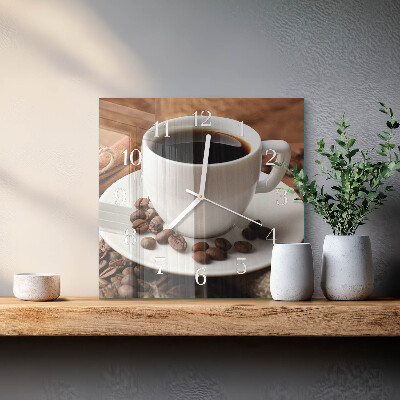 Wanduhr quadratisch Kaffee