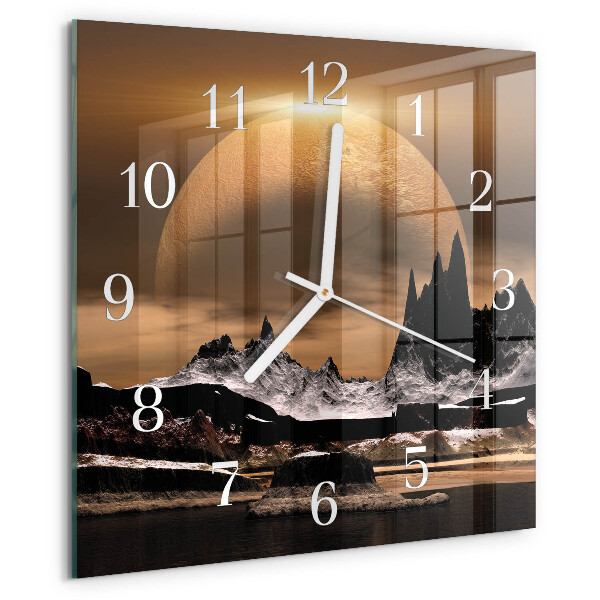 Wanduhr quadratisch Gebirge