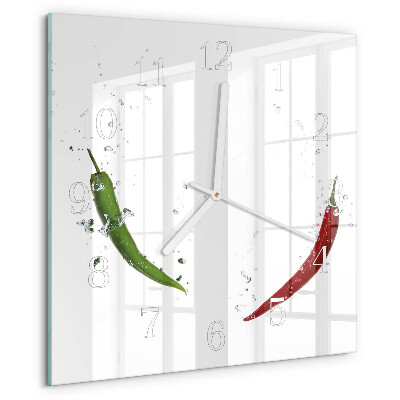 Wanduhr quadratisch Chilischoten