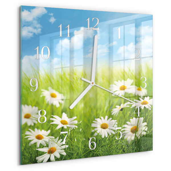 Wanduhr quadratisch Wiese