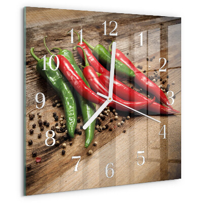 Wanduhr quadratisch Chilischoten