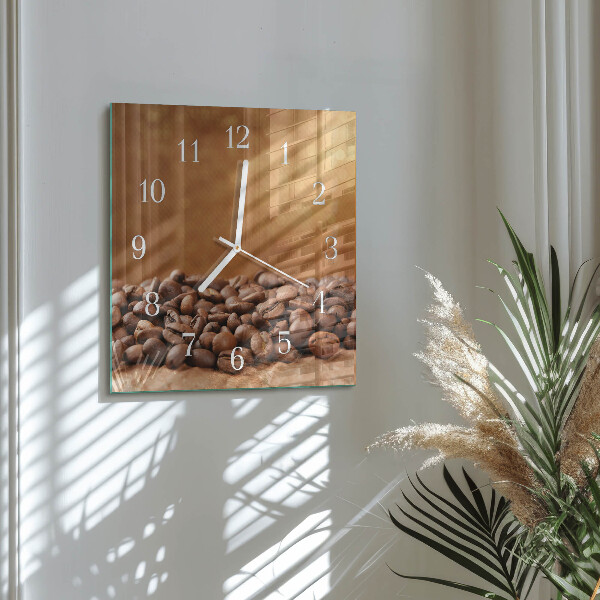Wanduhr quadratisch Kaffeebohnen