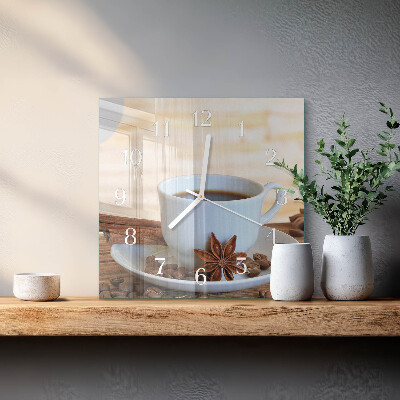 Wanduhr quadratisch Kaffee