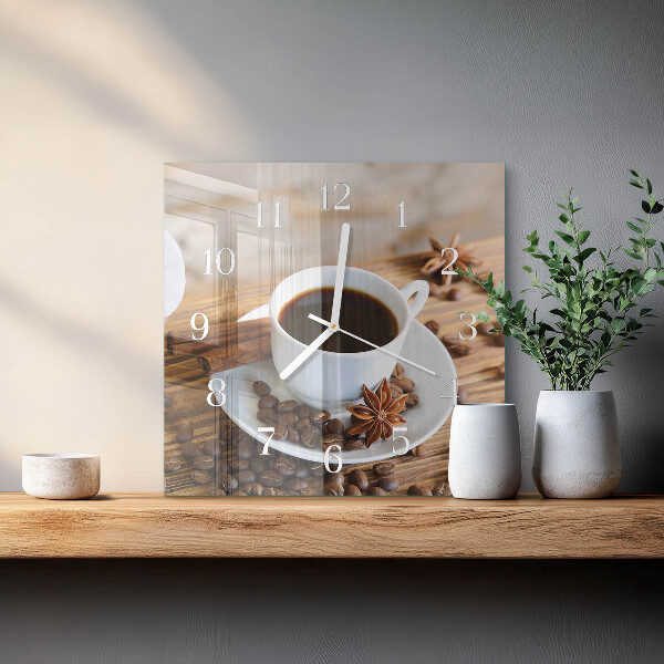 Wanduhr quadratisch Kaffee