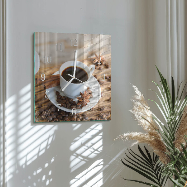 Wanduhr quadratisch Kaffee