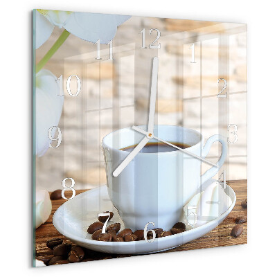 Wanduhr quadratisch Kaffee