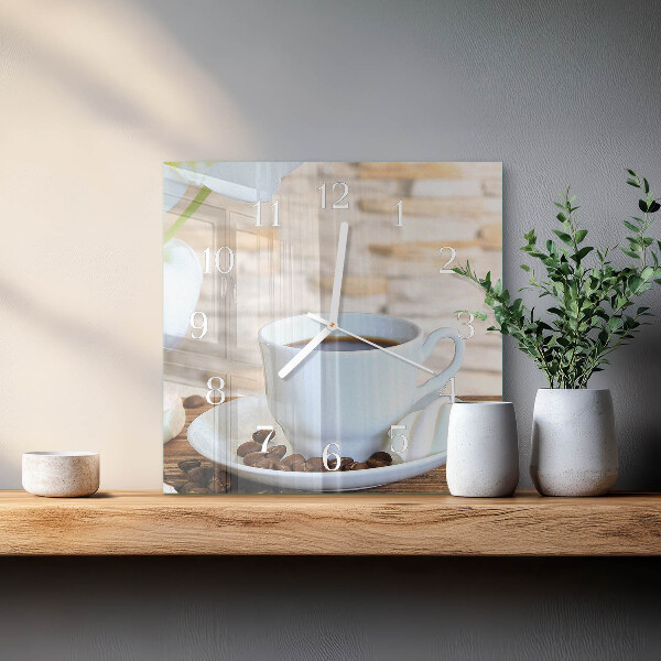 Wanduhr quadratisch Kaffee