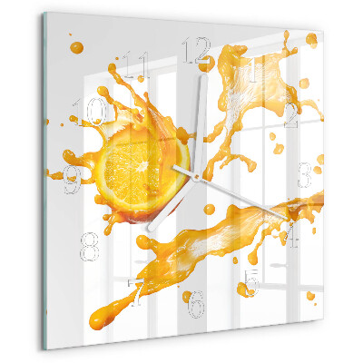 Wanduhr quadratisch Orangensaft