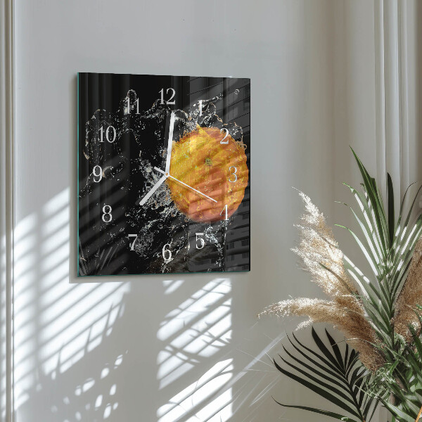 Wanduhr quadratisch Orange