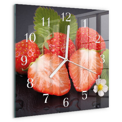 Wanduhr quadratisch Erdbeeren