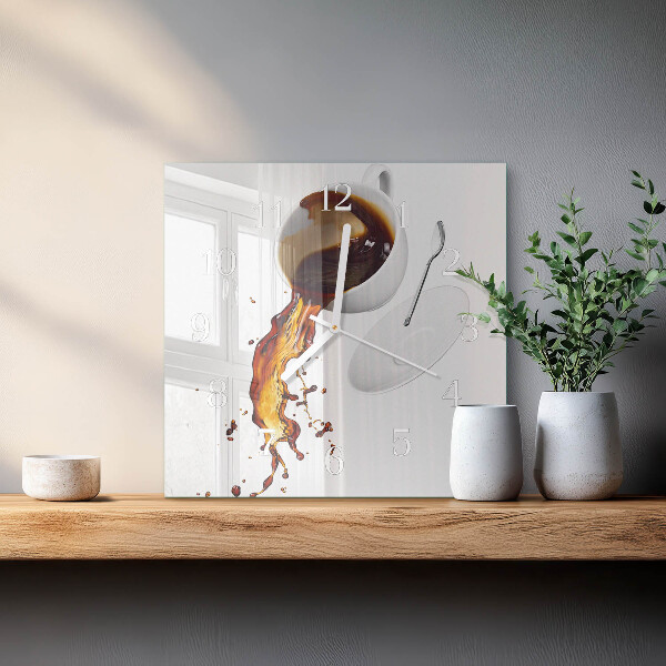 Wanduhr quadratisch Kaffee