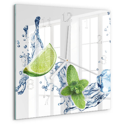 Wanduhr quadratisch Minze mit Limette